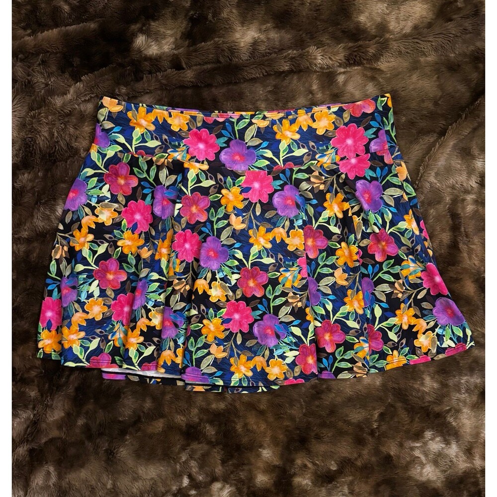 Calypsa Floral Swim Skirt with Built-In Shorts | Large